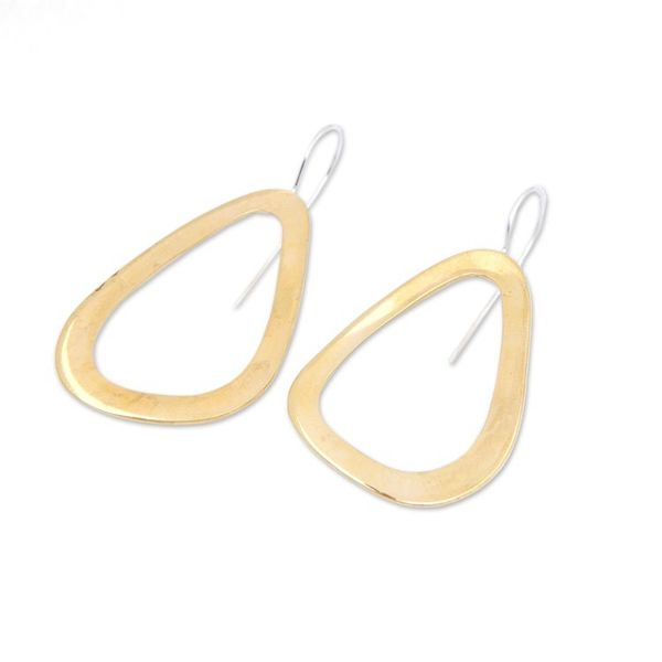 Alternate image for High-Polished Modern 22k Gold-Plated Drop Earrings Imperial Modernity