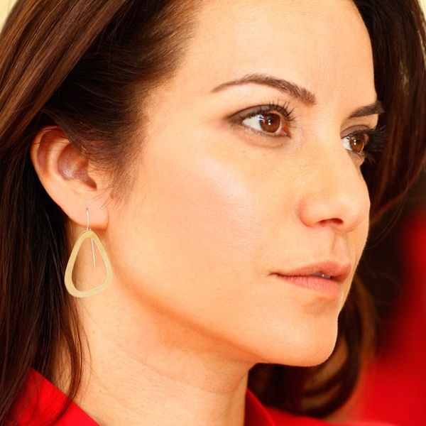 Alternate image for High-Polished Modern 22k Gold-Plated Drop Earrings Imperial Modernity
