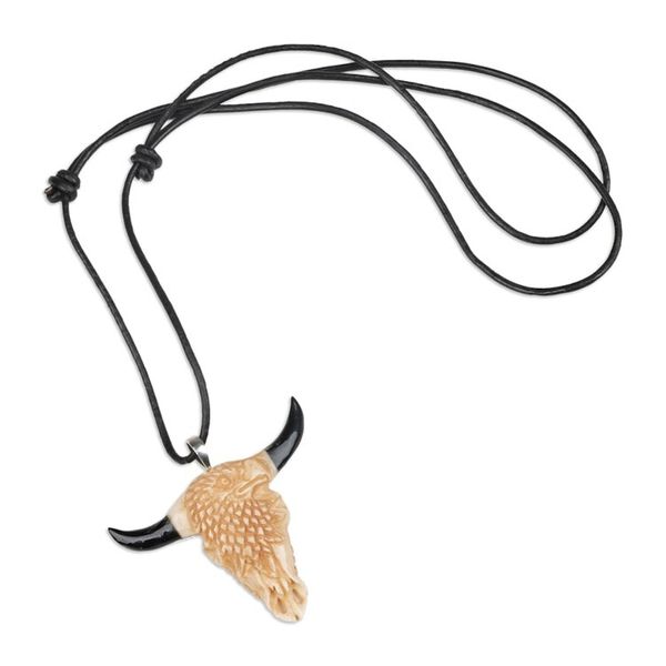 Alternate image for Adjustable Eagle-Themed Hand-Carved Cord Pendant Necklace Eagle Horns