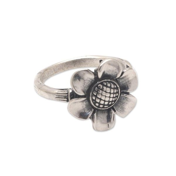 Alternate image for Lotus Flower Sterling Silver Cocktail Ring from Bali Singular Lotus