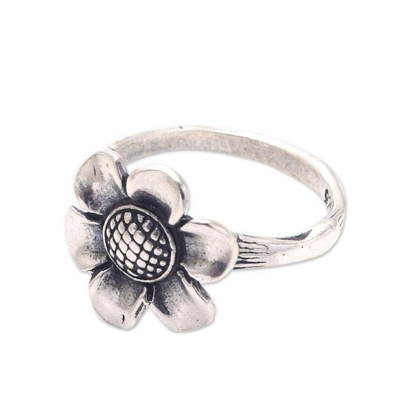 Alternate image for Lotus Flower Sterling Silver Cocktail Ring from Bali Singular Lotus