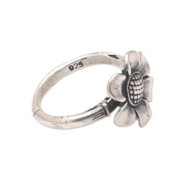 Alternate image for Lotus Flower Sterling Silver Cocktail Ring from Bali Singular Lotus