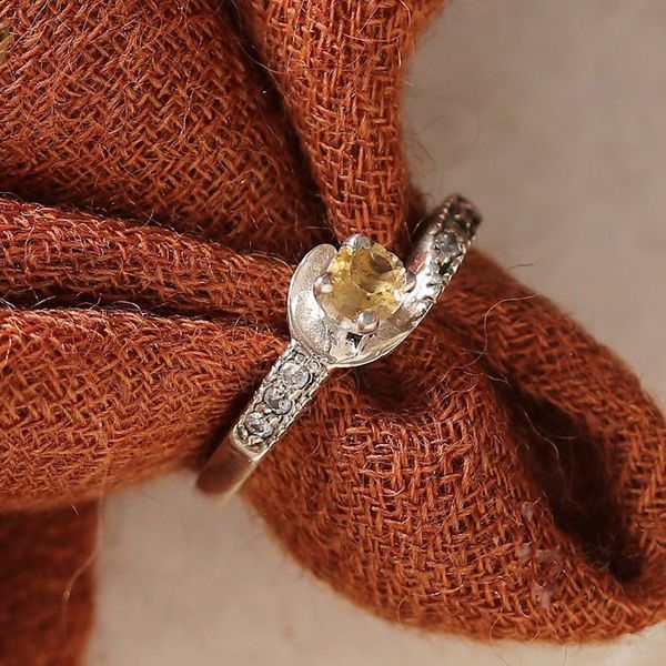 Alternate image for Sterling Silver Solitaire Ring with Faceted Citrine Jewel Immortal Joy