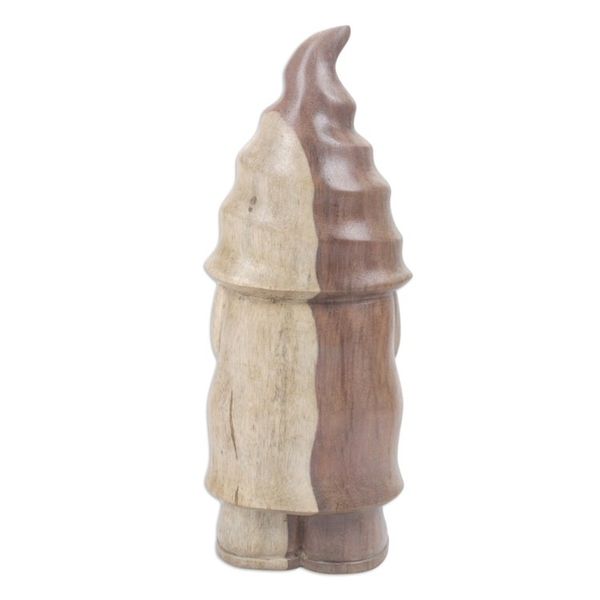 Alternate image for Hand Crafted Hibiscus Wood Gnome Statuette Sleepy Gnome