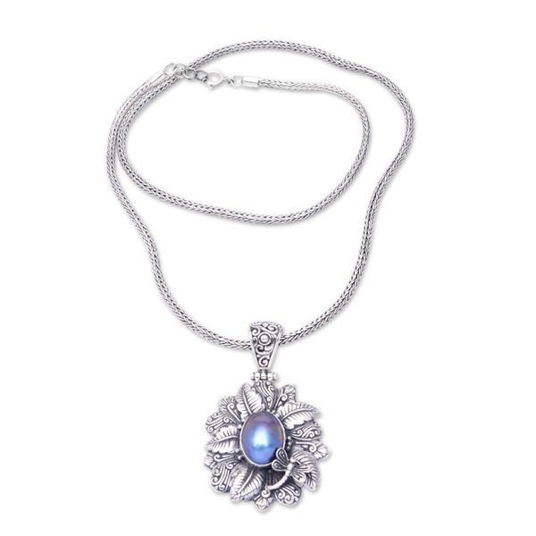 Alternate image for Blue Cultured Pearl Pendant Necklace from Bali Blue Nature of Bali