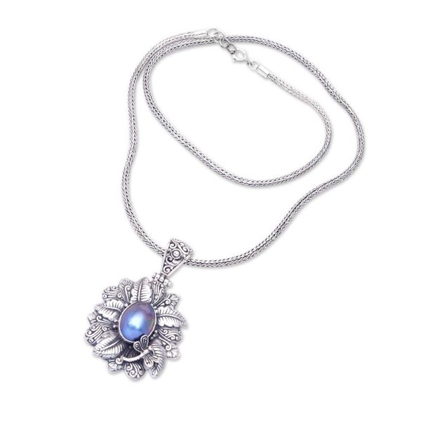 Alternate image for Blue Cultured Pearl Pendant Necklace from Bali Blue Nature of Bali