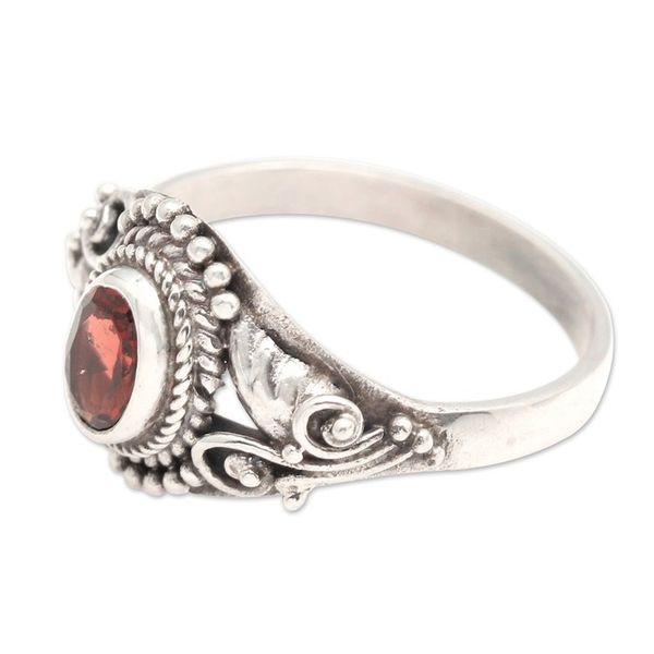Alternate image for Polished Classic Faceted Garnet Cocktail Ring from Bali Summer Crown
