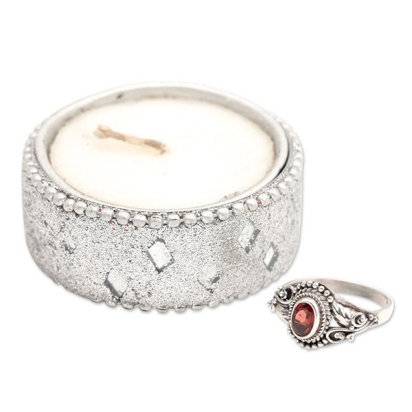 Alternate image for Polished Classic Faceted Garnet Cocktail Ring from Bali Summer Crown