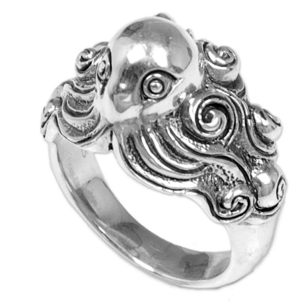 Alternate image for Sterling Silver Cocktail Ring Octopus from Indonesia Octopus of the Deep