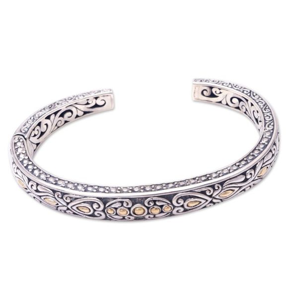 Alternate image for Handmade Cuff Bracelet with Gold Plate Accents from Bali Golden Seedling