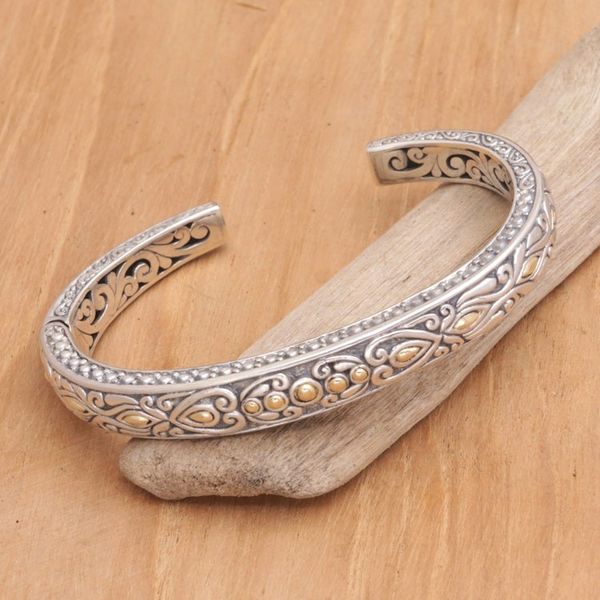 Alternate image for Handmade Cuff Bracelet with Gold Plate Accents from Bali Golden Seedling