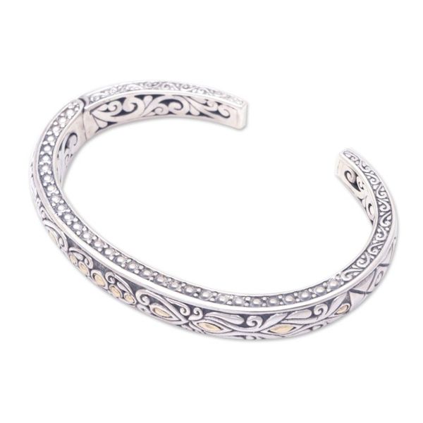 Alternate image for Handmade Cuff Bracelet with Gold Plate Accents from Bali Golden Seedling
