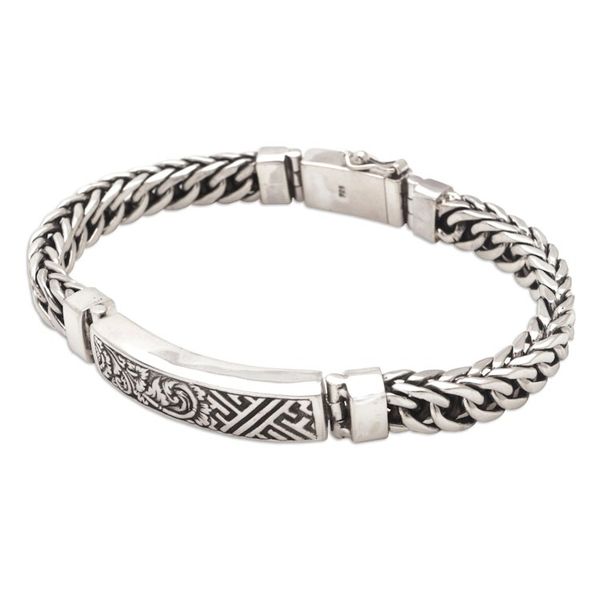 Alternate image for Sterling Silver Pendant Bracelet with Traditional Motifs Ancestral Signs