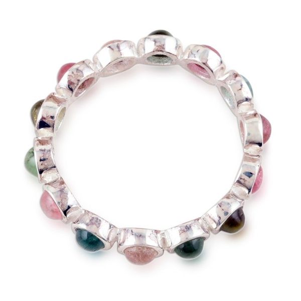 Alternate image for Tourmaline Band Ring Crafted from Sterling Silver in India Treasures