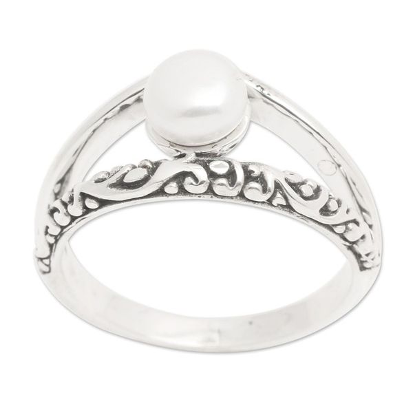 Alternate image for Balinese Modern Grey Cultured Pearl Single Stone Ring Celestial Ocean
