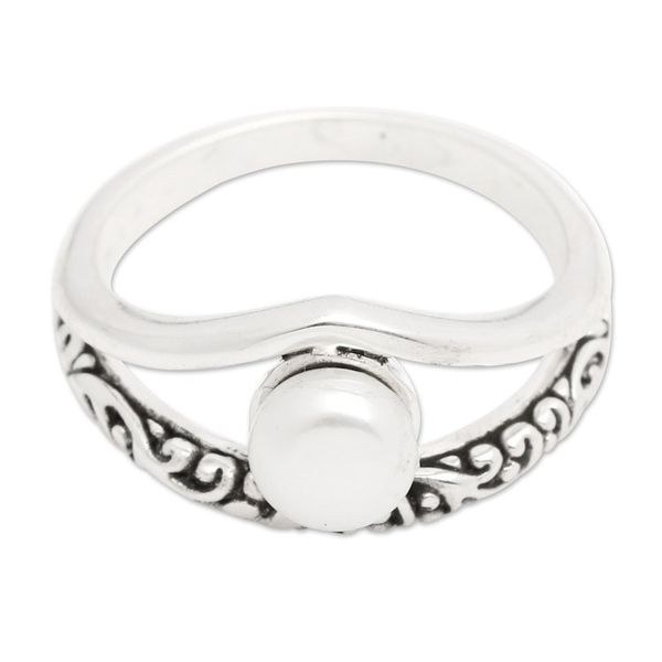 Alternate image for Balinese Modern Grey Cultured Pearl Single Stone Ring Celestial Ocean