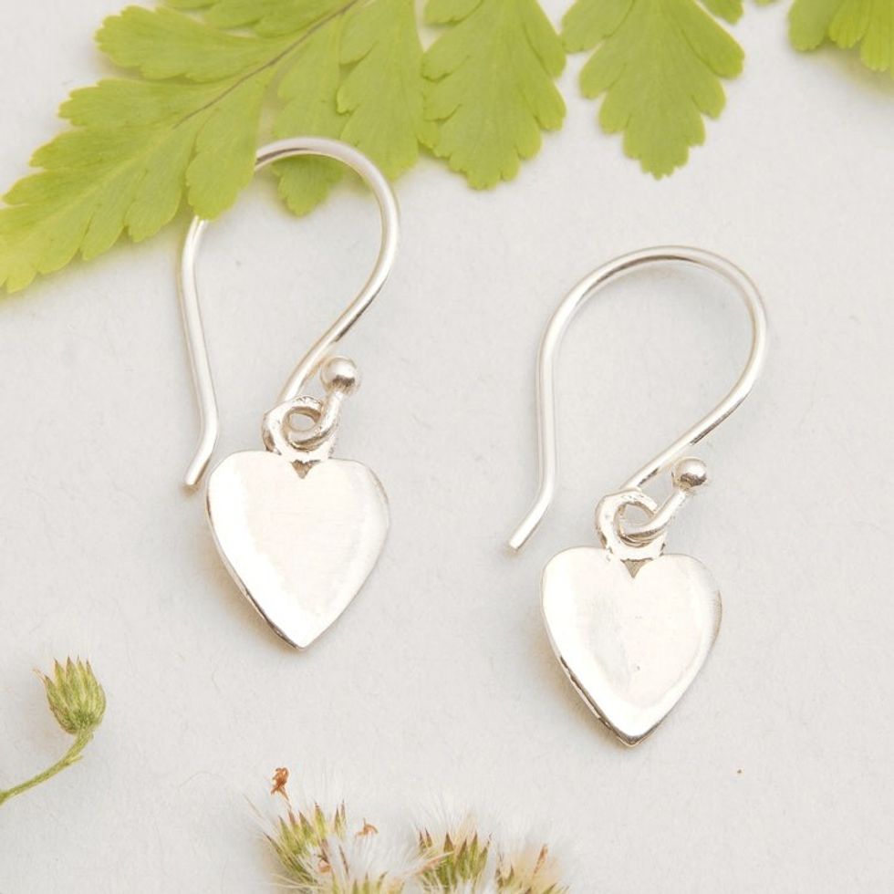High-Polished Heart-Shaped Dangle Earrings from Bali 'My Little Heart'