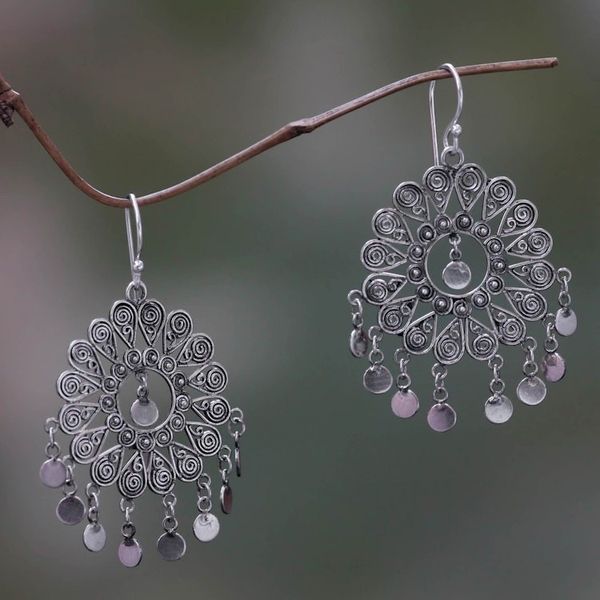 Alternate image for Thai Artisan Crafted Sterling Silver Chandelier Earrings Tamiang