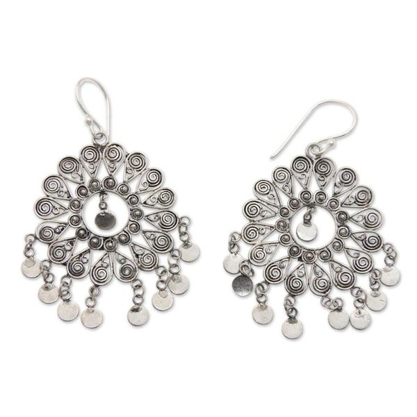 Alternate image for Thai Artisan Crafted Sterling Silver Chandelier Earrings Tamiang
