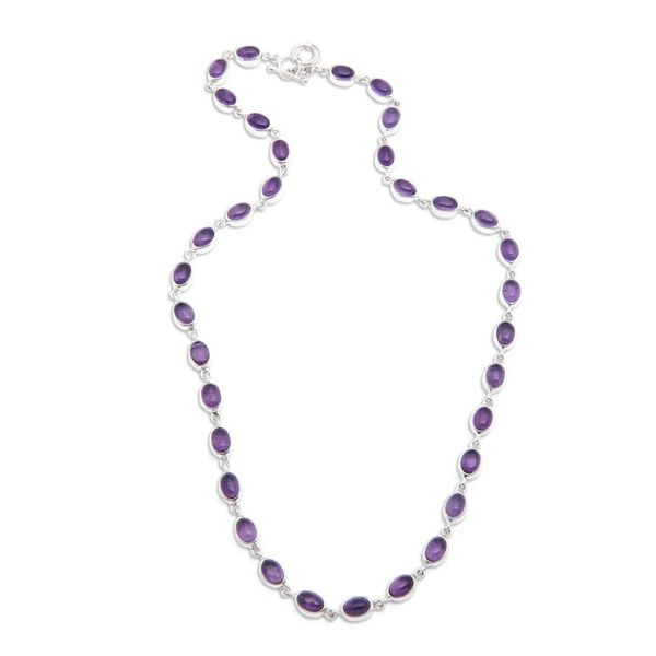 Alternate image for High-Polished Amethyst and Sterling Silver Link Necklace Purple Vibes