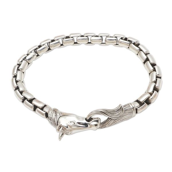 Alternate image for Hand Crafted Sterling Silver Horse Head Chain Bracelet Strong Horse