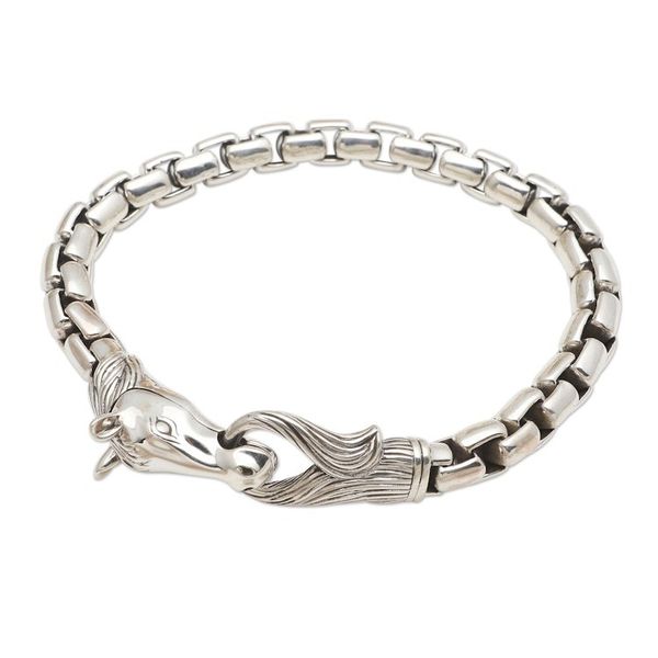 Alternate image for Hand Crafted Sterling Silver Horse Head Chain Bracelet Strong Horse