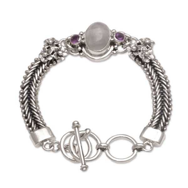 Alternate image for Rainbow Moonstone and Amethyst Pendant Bracelet from Bali Jepun Glow