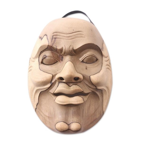 Alternate image for Handmade Hibiscus Wood Mask Old Grandfathers Face