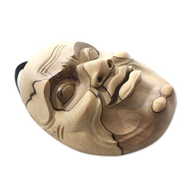 Alternate image for Handmade Hibiscus Wood Mask Old Grandfathers Face