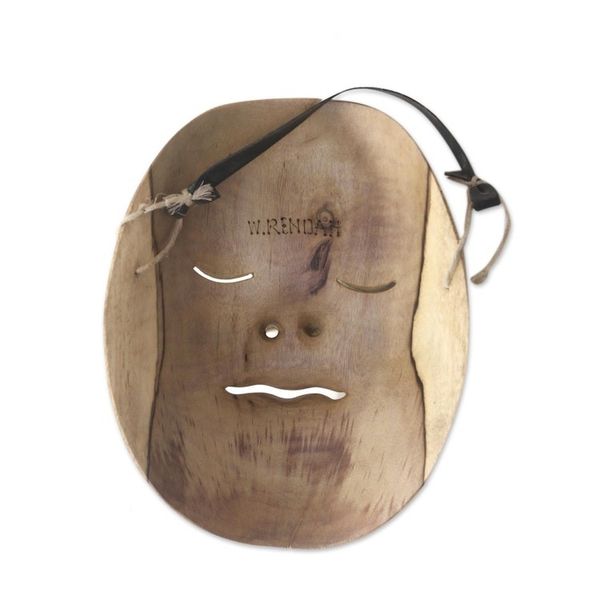 Alternate image for Handmade Hibiscus Wood Mask Old Grandfathers Face