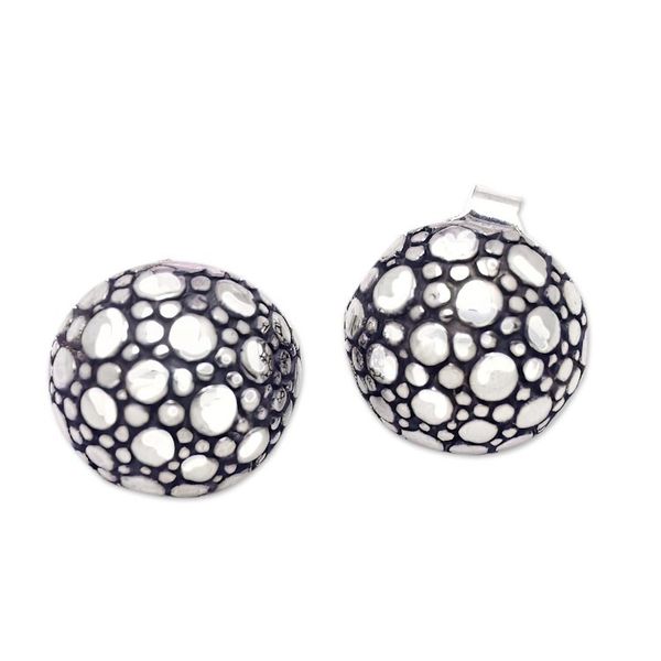 Alternate image for Bubble-Patterned Sterling Silver Stud Earrings from Bali Bubbly Style