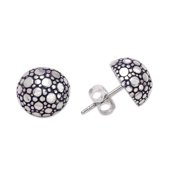 Alternate image for Bubble-Patterned Sterling Silver Stud Earrings from Bali Bubbly Style
