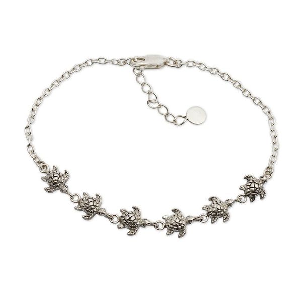 Alternate image for Sterling Silver Pendant Bracelet with Turtle Motifs Connected Turtles