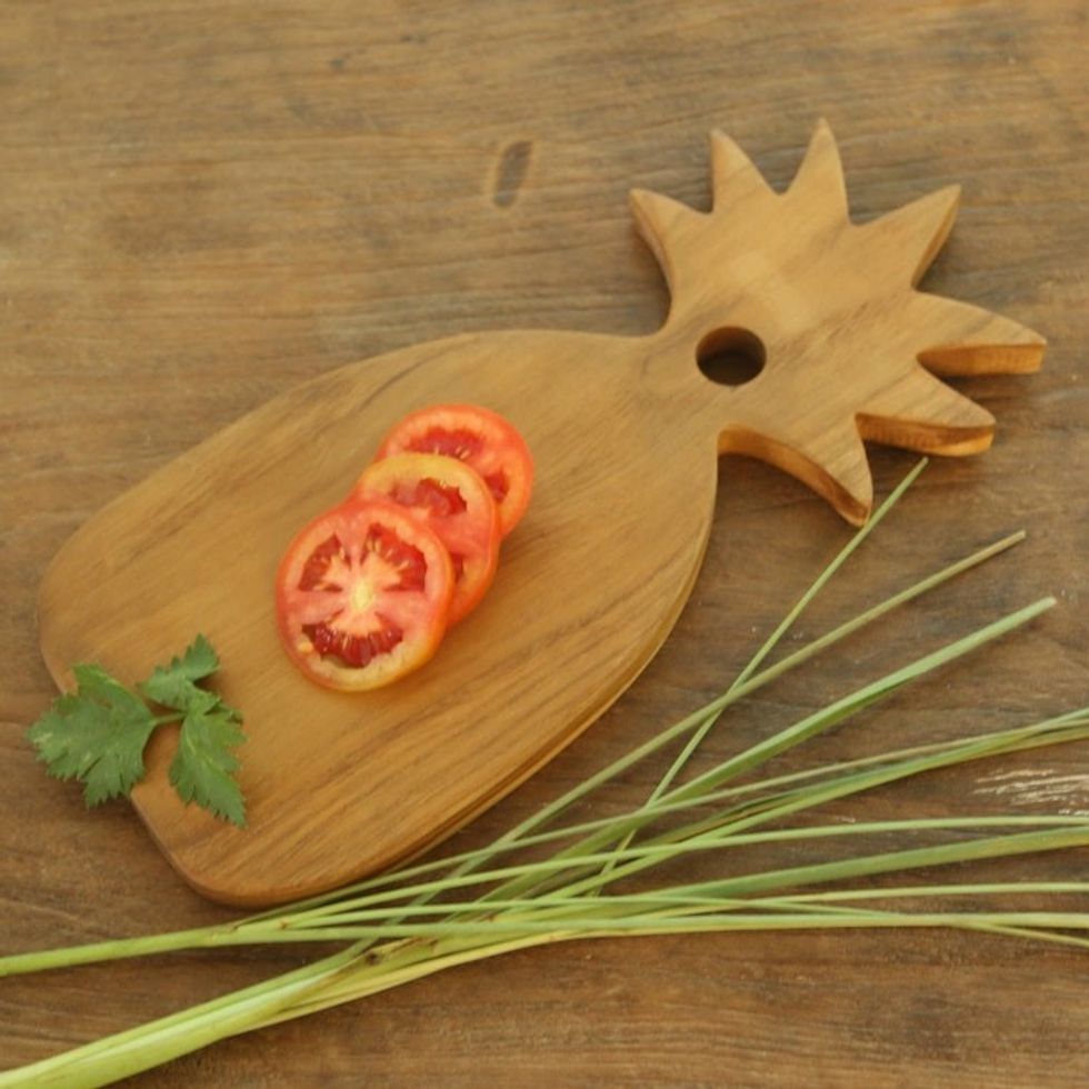 Hand Made Pineapple Teak Wood Cutting Board from Bali 'Pineapple Feast'