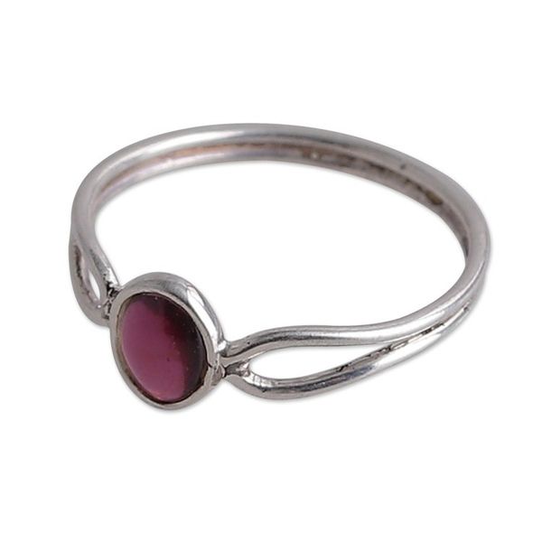 Alternate image for High-Polished Natural Garnet Single Stone Ring from India Passionate Goddess