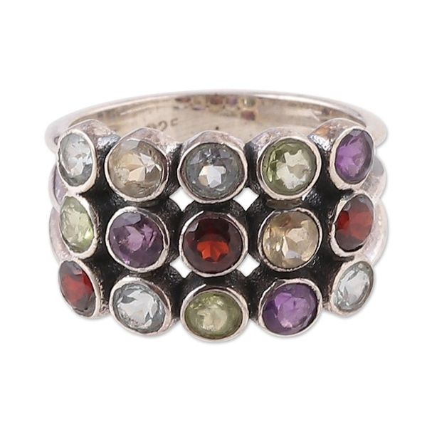 Alternate image for One-Carat Faceted Multi-Gemstone Cocktail Ring Gorgeous Alliance