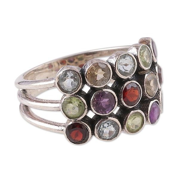Alternate image for One-Carat Faceted Multi-Gemstone Cocktail Ring Gorgeous Alliance