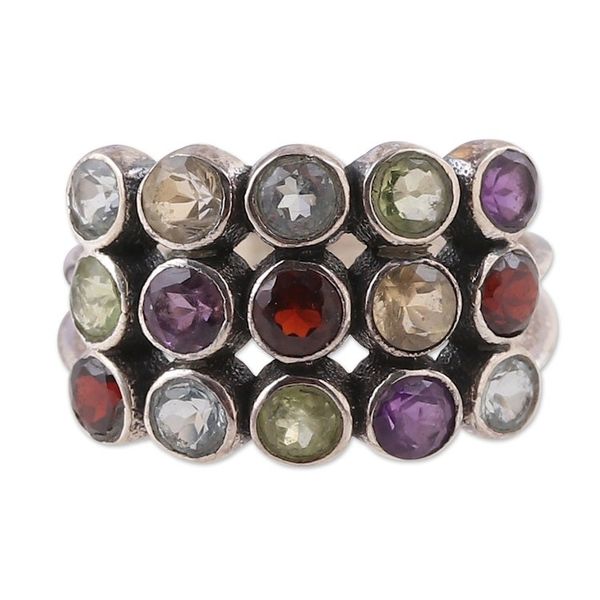 Alternate image for One-Carat Faceted Multi-Gemstone Cocktail Ring Gorgeous Alliance