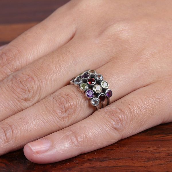 Alternate image for One-Carat Faceted Multi-Gemstone Cocktail Ring Gorgeous Alliance