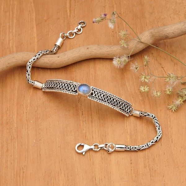 Alternate image for Classic Natural Rainbow Moonstone Pendant Bracelet Moonlight Dream