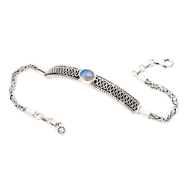 Alternate image for Classic Natural Rainbow Moonstone Pendant Bracelet Moonlight Dream