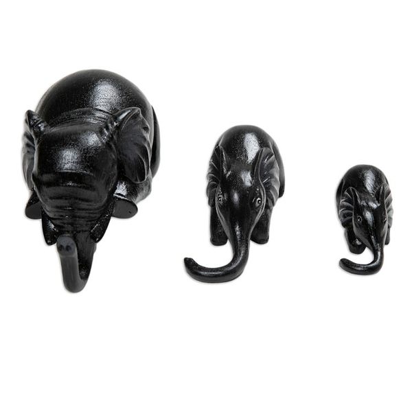Alternate image for Handmade Elephant Suar Wood Sculptures in Black Set of 3 Nocturnal Family Fun