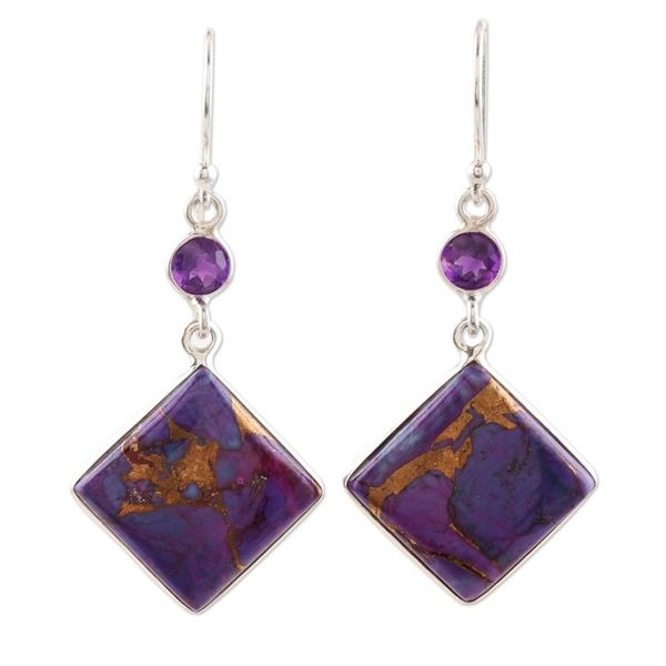 Alternate image for Sterling Silver and Amethyst Dangle Earrings Purple Throne