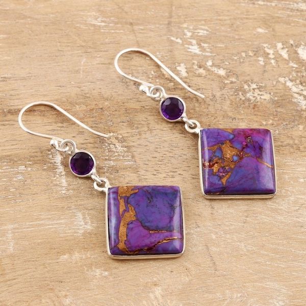 Alternate image for Sterling Silver and Amethyst Dangle Earrings Purple Throne