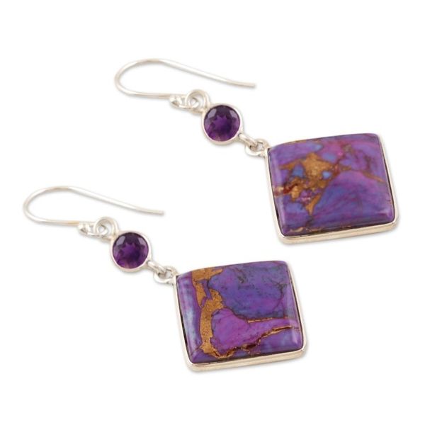 Alternate image for Sterling Silver and Amethyst Dangle Earrings Purple Throne