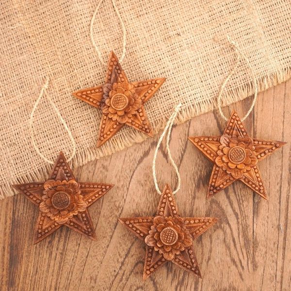 Alternate image for Handmade Sunflower Wood Holiday Ornaments Set of 4 Little Lotus