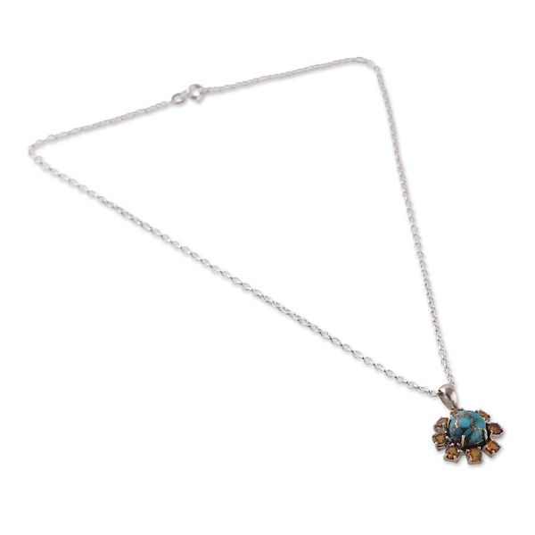 Alternate image for Sun-Themed Composite Turquoise and Citrine Jewelry Set Solar Peace