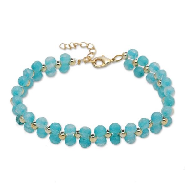 Alternate image for Gold-Accented Adjustable Amazonite Beaded Wristband Bracelet Sea Splendor