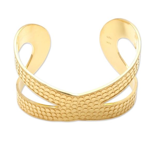 Alternate image for Hand Crafted Gold-Plated Sterling Silver Cuff Bracelet Dragon Wings in Gold