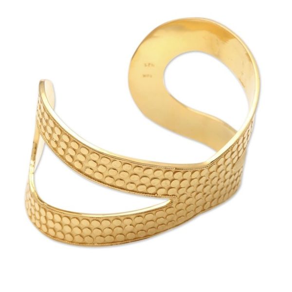 Alternate image for Hand Crafted Gold-Plated Sterling Silver Cuff Bracelet Dragon Wings in Gold